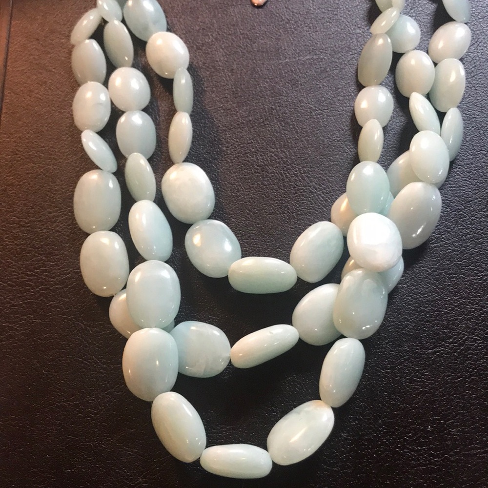 COOKIE LEE Aqua precious stone necklace 3 strand